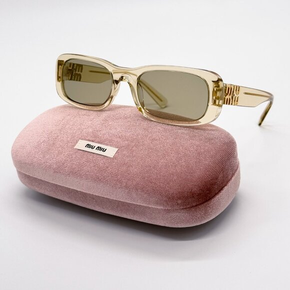 NEW MIU MIU SMU 08Z 11T40F SQUARE WOMEN SUNGLASSES MU08ZS NUDE EYEWEAR MU 08ZS - Picture 1 of 10